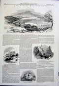 Original Old Antique Print War Kolapore Fort Powanghur Punalla 1845 Victorian