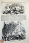 Original Old Antique Print Lincoln Castle Sheriff Oxford Assize London 1845