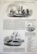 Original Old Antique Print Experimental Brigs Fothergillian GMedal Humane 1845
