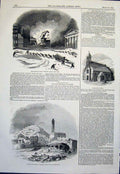 Old Antique Print Tribune Office New York Llanllechyd Church Algiers 1845 19th