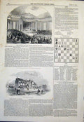 Original Old Antique Print Industry New York Chess Convent Chelsea 1845 19th