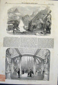 Original Old Antique Print Colosseum Chalet Mont Blanc Museum Sculpture 1845