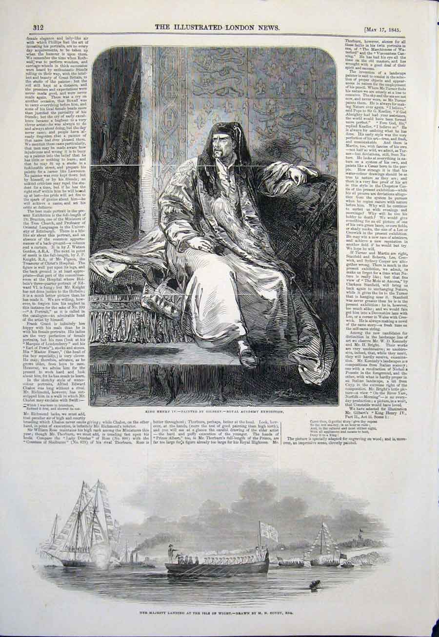 Old Antique Print Portrait Henry Iv Gilbert Isle Wight Condy Majesty 1845 19th