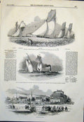 Original Old Antique Print Belvidere Condy Yacht Club Shrewsbury Races 1845 19th