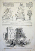 Original Old Antique Print Ascot Prizes Windsor Castle Race Races 1845 Victorian