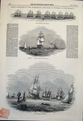 Original Old Antique Print Squadron Spithead Ship Ships Yacht Royal Fleet