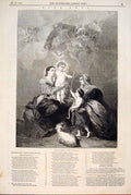 Original Old Antique Print Holy Family Murillo Seville Louvre Fine Art 1846 19th