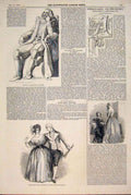 Original Old Antique Print Statue Bacon Weekes Scene Theatre School Gage 1846