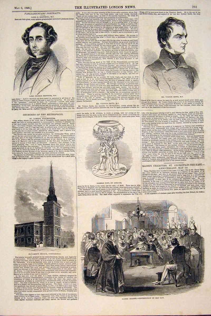 Old Antique Print Portrait Bettinck Smith Gibbons Westminster Raines 1846 19th