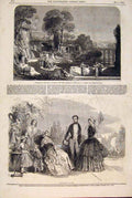 Old Antique Print Leitch Villa Fountain Royal Academy Paris Fashions 1846 19th