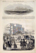 Old Antique Print Epsom Races Grand Stand Weighing Room Horse Race 1846 19th