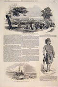 Original Old Antique Print Royal Botanic Regent'S Park Ibrahim Pacha Ship Mersey