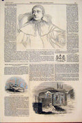 Old Antique Print Portrait Pope Gregory Vatican Pompeii Ruins Itlay 1846 19th
