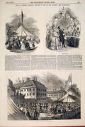 Original Old Antique Print Fete Chelsea Hospital Consumption Tent 1846 Victorian