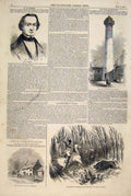 Antique Antique Print Portrait Verrier Iron Lighthouse Ceylon Boar Hunt Crecy 01MAA0