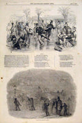Original Old Antique Print Skating Season Winter London Fog Duncan Fine Art 1847