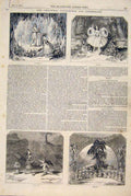 Original Old Antique Print Christmas Pantomimes Theatre Burlesques Opera Harpe