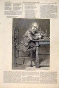Original Old Antique Print Christmas Pie Hunt Fine Art 1847 19th