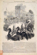Original Old Antique Print Parliament Buckingham Palace London House Lords 1847