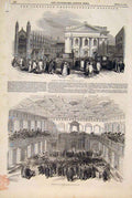 Old Antique Print Cambridge Chancellor Election Senate House Railway 1847 19th