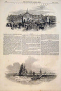 Original Old Antique Print Corn Port Rotterdam Archangel Ship Holland 1847 19th