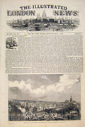 Original Old Antique Print Newcastle Carmichael Hig Level Bridge Building 1874