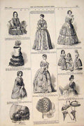 Old Antique Print Paris Fashions Ladies Children Dress Satin Parasol 1874 19th