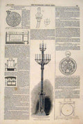 Original Old Antique Print House Lords Candelabrum Watch Dudley Poles Ornament