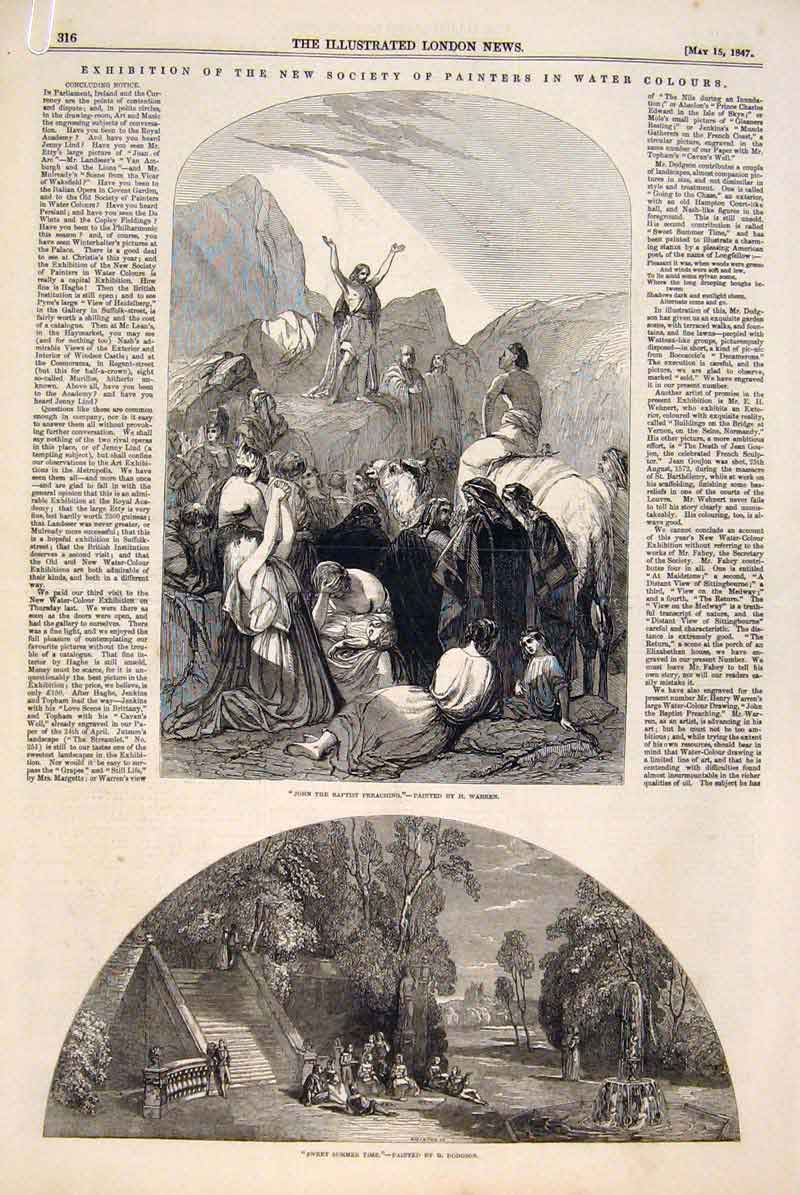 Original Old Antique Print Society British Artists Painters Fine Art 1847 19th