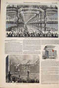 Original Old Antique Print Festival Ipswich Theatre New York Cabinet Lind 1849