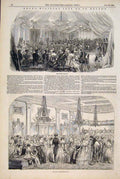 Original Old Antique Print Military Fete St Helen Pavilion Ball Town Hall 1849
