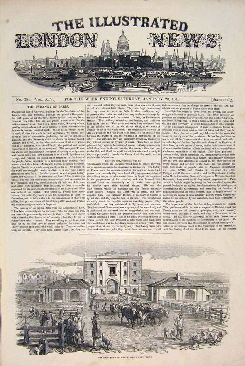 Original Old Antique Print Pavement Meadows Norton Somerset Bermondsey 1849 19th