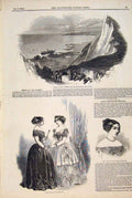 Old Antique Print Wreck Tigress Dover Paris Fashions Head Dress Demidoff