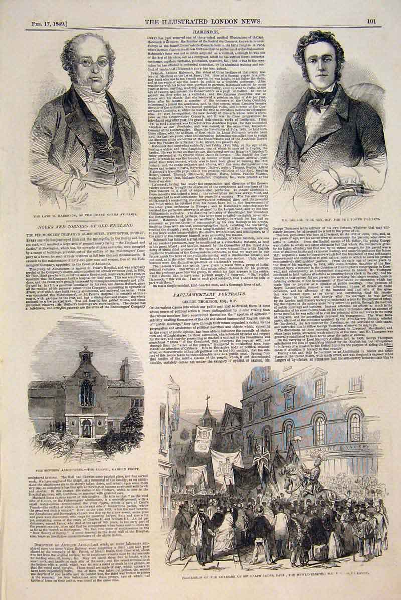 Antique Old Antique Print Habeneck Opera Paris Thompson Fishmonger Lopes Devon 01MAA0