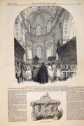 Original Old Antique Print Archbishop Canterbury Cathedral Cellaret Bell 1849