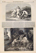 Original Old Antique Print Exhibition Royal Academy Fine Art 1849 Artists 19th