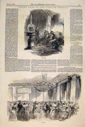 Original Old Antique Print Turkish Embassy Grand Ball Divan 1849 19th