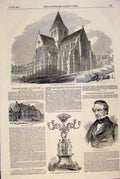Original Old Antique Print Cathedral Newfoundalnd Minster Abbey Kent Wyse Forbes