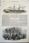 Original Old Antique Print Screw Steamer Arno Ship Sloane Giltspur Street London