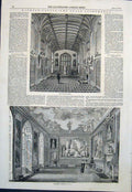 Original Old Antique Print Windsor Castle Apartments Guard Chamber 1851 19th