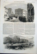 Old Antique Print College Rome Piazza Di Spagna Dust Storm Punjaub India