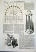 Original Old Antique Print Shepherd Elecrtic Clock Exhibition Building Pendulum