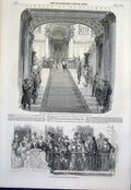 Original Old Antique Print Parliament Buckingham Palace Procession Sketch 1851
