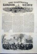 Original Old Antique Print Fire Kroll'S Winter Garden Berlin Germany 1851 19th