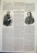 Original Old Antique Print Portrait Marchant House Commons Colonel Fremont 1851