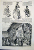 Original Old Antique Print Paris Fashion Painting Sculpture Palais Fine Art 1851