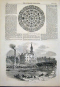 Original Old Antique Print Brassey Testimonial Victoria Bridge London 1851 19th