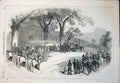 Original Old Antique Print Queen Exhibition Building Buckingham Palace 1851