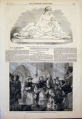 Original Old Antique Print Sculpture Mother Foley Squire'S Pew Marshall Art 1851