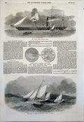 Original Old Antique Print Jylland Steamer Hamburg GMedal Honey Fishing Boat